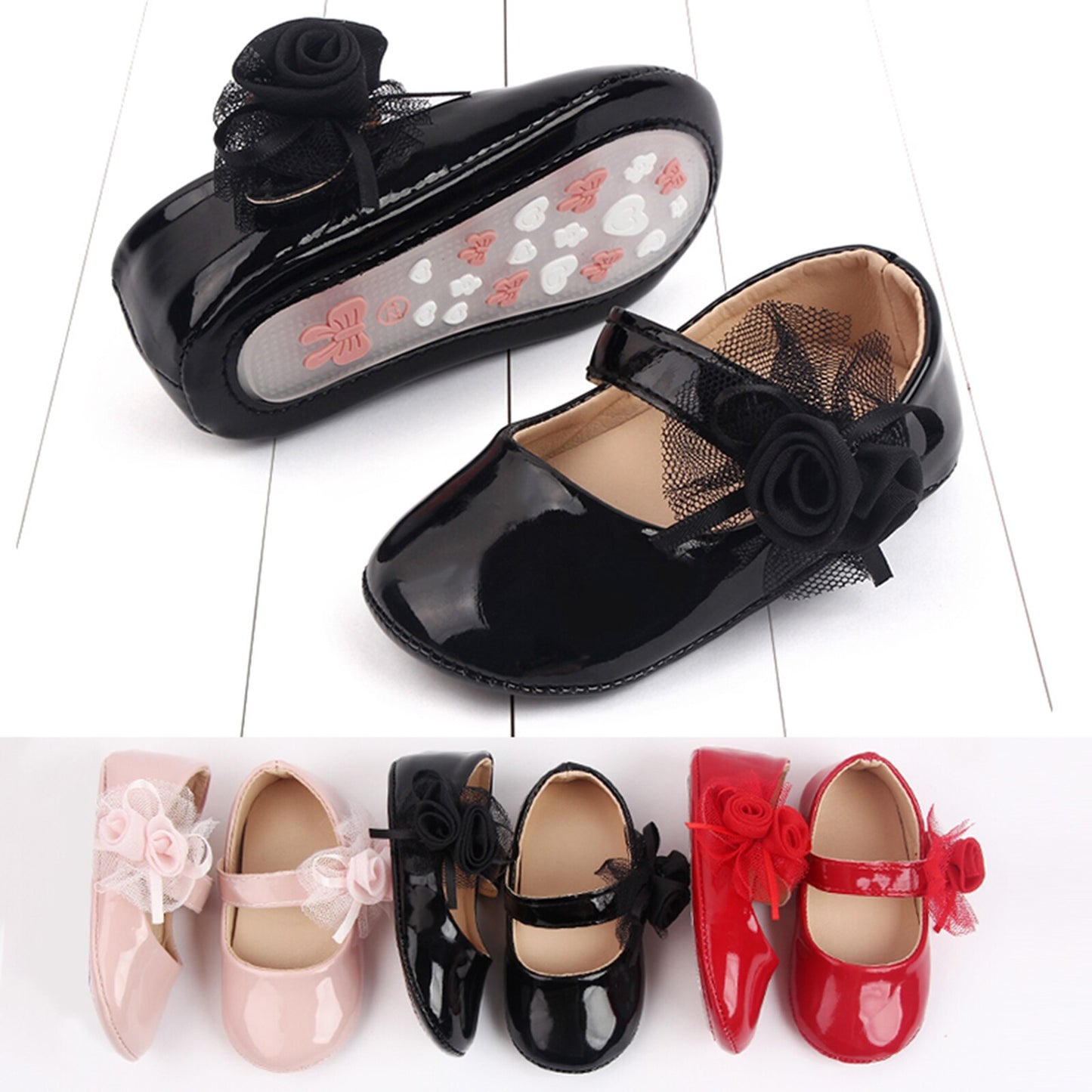 Zapatos de bebé con flor