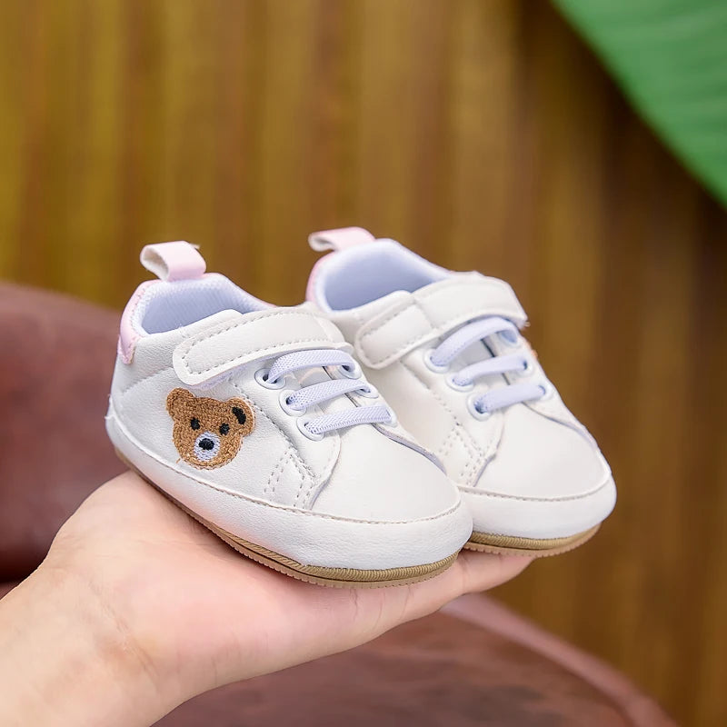 Baby Sneakers Cartoon Bear Embroidery Baby Shoes
