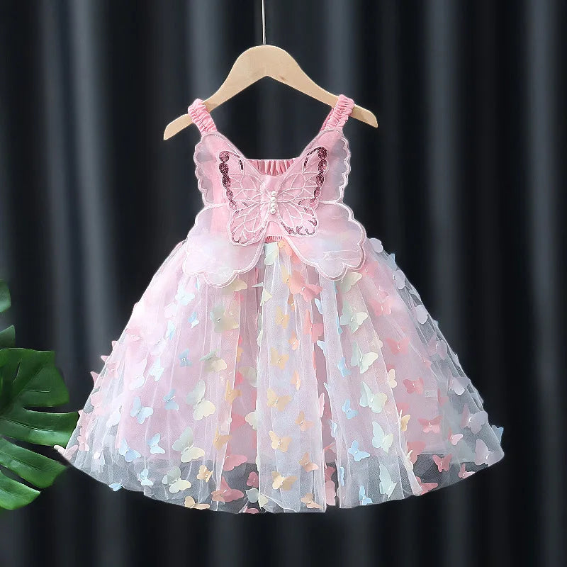 Sleeveless Tulle Dress with 3D Bow Flower Girl Dresses