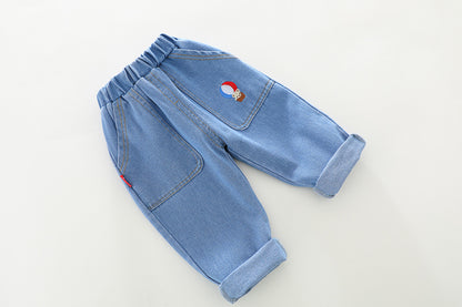 Conjunto infantil de 3 piezas oso con vaqueros