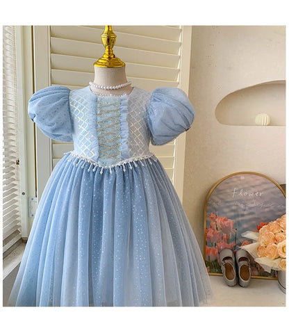 Kids Girl's Sleeveless Dress Pearl Embellished Sweet Skirt