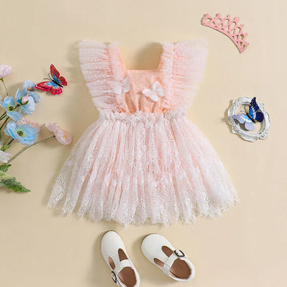 Vestido Infantil Mariposas y Tul 