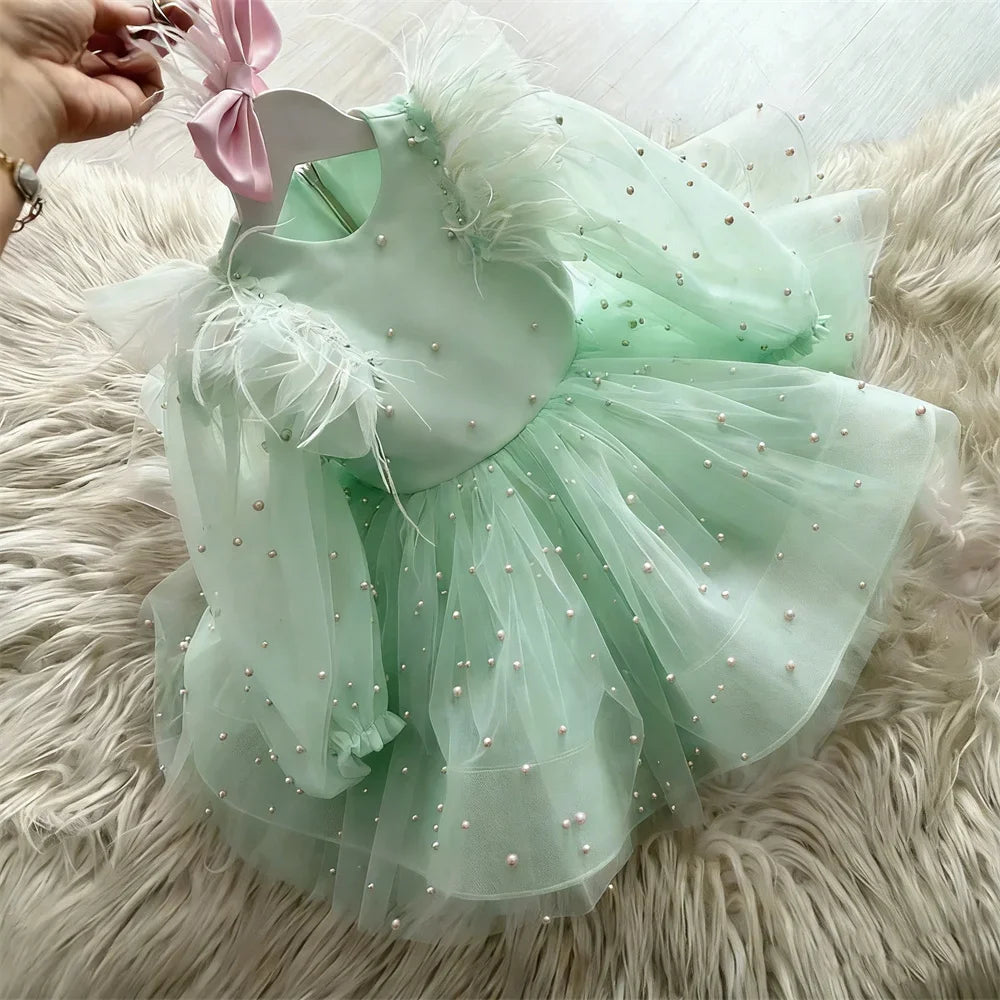 Custom Light Luxury Beaded Tulle Short Gown