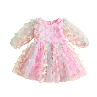 Vestido de bebé de manga larga con mariposas
