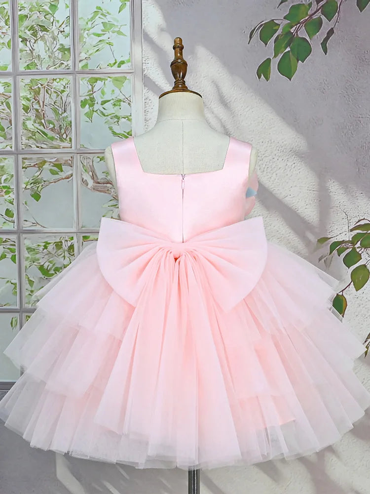Custom Square 3D Flower Tiered Tulle Luxury Dress Women Wedding Guest Gown