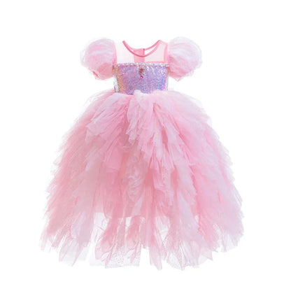 Pink Party Dress with Glitter and Tulle