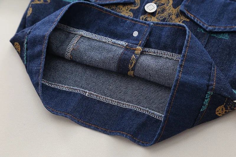 Spring Autumn Boys' Denim Long Sleeve Three-Piece Suit Casual Fashionable Children's Clothing Set Soft Cotton Baby Toddler Kids