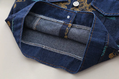 Spring Autumn Boys' Denim Long Sleeve Three-Piece Suit Casual Fashionable Children's Clothing Set Soft Cotton Baby Toddler Kids