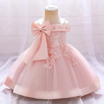 Vestido de fiesta con encaje floral y lazo 