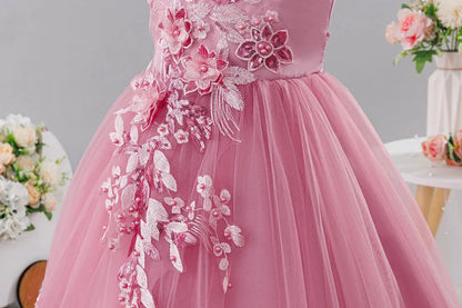 Girls Princess Dress Children's Wedding Flower Girl Mesh Sequin