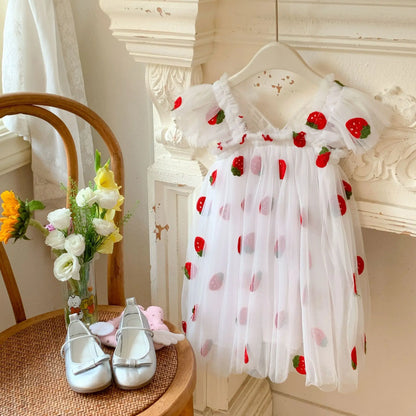 Kids Dress with Wings Embroidered Sleeveless Tulle Gown