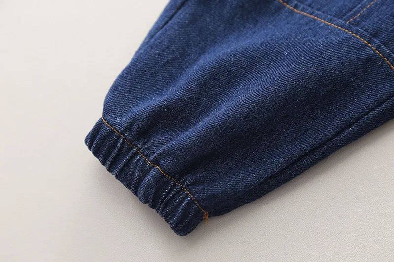 Spring Autumn Boys' Denim Long Sleeve Three-Piece Suit Casual Fashionable Children's Clothing Set Soft Cotton Baby Toddler Kids