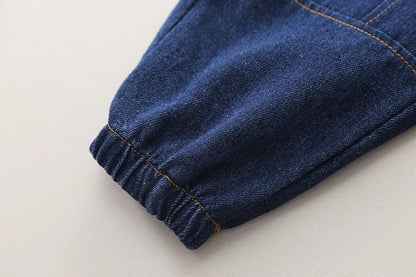 Spring Autumn Boys' Denim Long Sleeve Three-Piece Suit Casual Fashionable Children's Clothing Set Soft Cotton Baby Toddler Kids