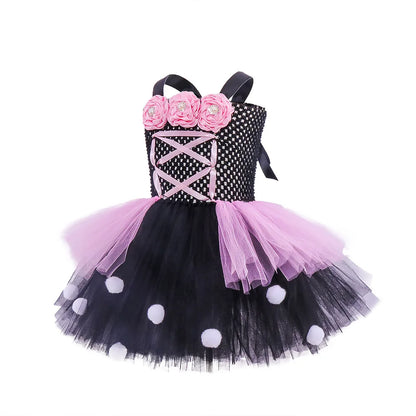 Girl Flower Witch Tutu Dress With Hat