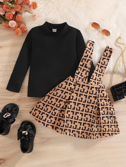 Conjunto infantil con blusa negra 
