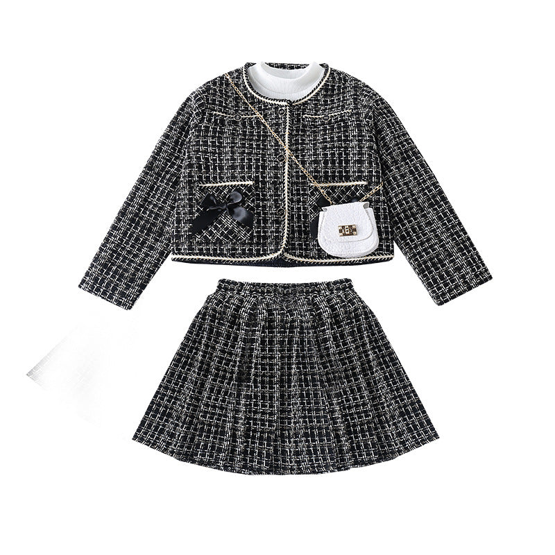 Conjunto infantil de tweed para mujer 