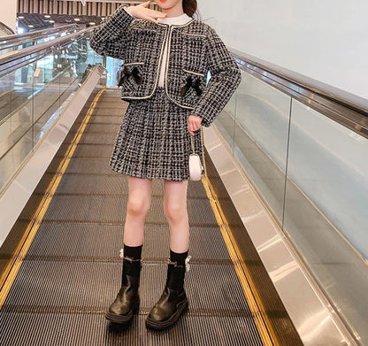 Conjunto infantil de tweed para mujer 