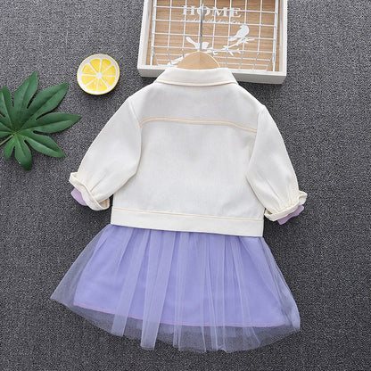 Vestido de tul + chaqueta de cerezas 