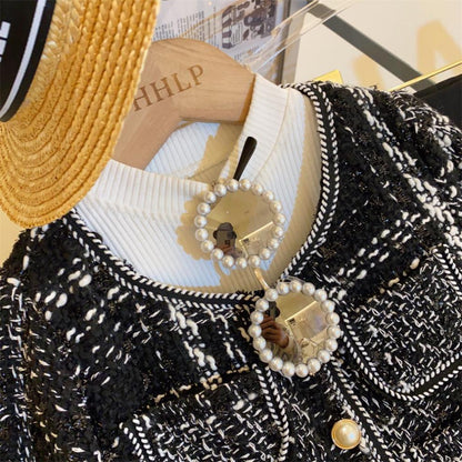 Conjunto infantil de tweed con botones pequeños 