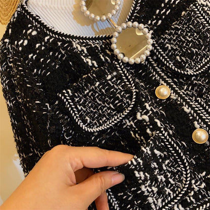 Conjunto infantil de tweed con botones pequeños 