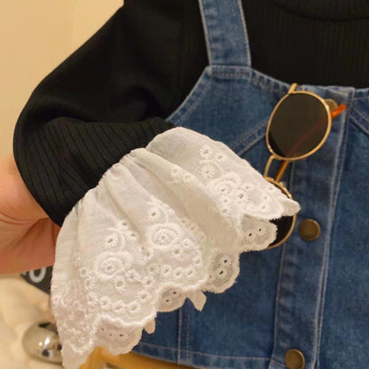 Conjunto de jeans con botones para mujer y niño 