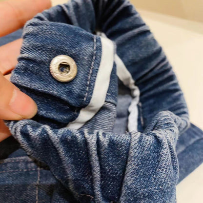 Conjunto de jeans con botones para mujer y niño 