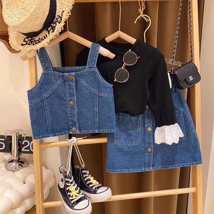 Conjunto de jeans con botones para mujer y niño 