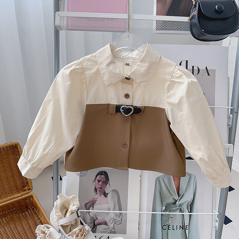 طقم أطفال بياقة وتنورة مطوية 