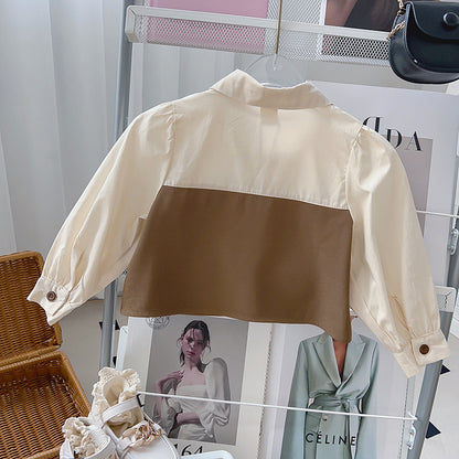 طقم أطفال بياقة وتنورة مطوية 