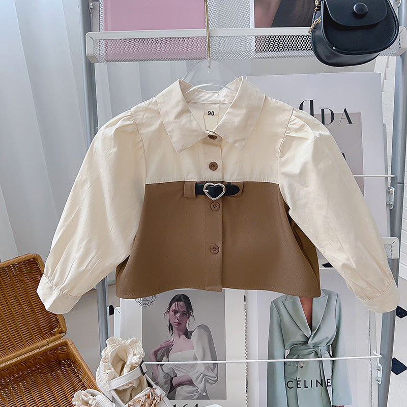 طقم أطفال بياقة وتنورة مطوية 