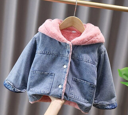 Chaqueta con capucha y orejas peludas para mujer y niño 
