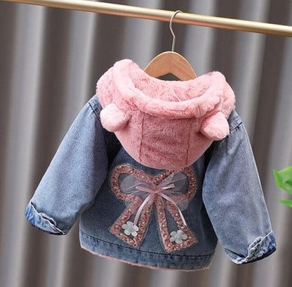 Chaqueta con capucha y orejas peludas para mujer y niño 