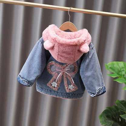 Chaqueta con capucha y orejas peludas para mujer y niño 