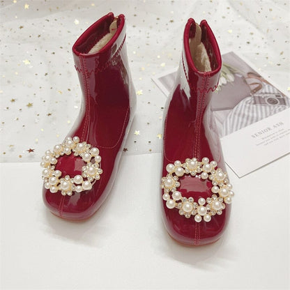 Botas de mujer para niños con barniz perlado 