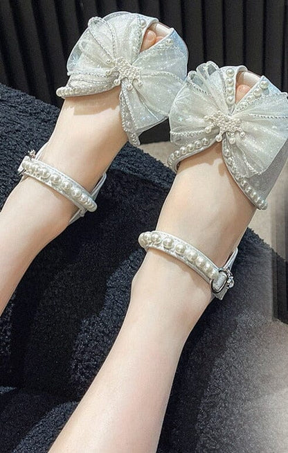 Sandalia con lazo de perla para mujer 