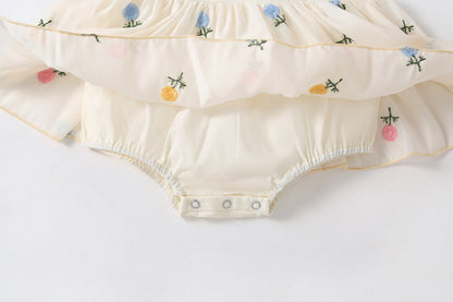 Body floral para bebé con fajín 