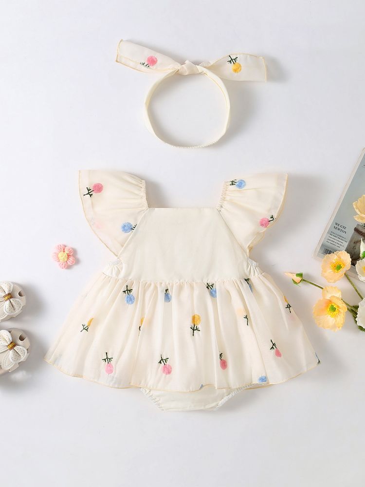 Body floral para bebé con fajín 