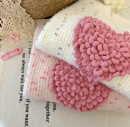 Blusa de punto con forma de corazón para mujer y niña 