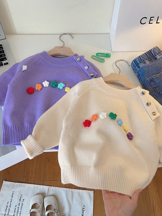 Blusa de mujer para niños con flores de punto 