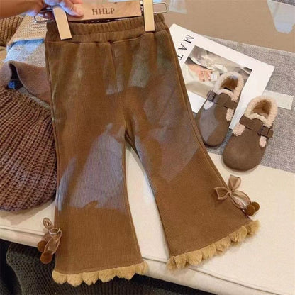 Pantalones de mujer para niños con encaje y pompón 