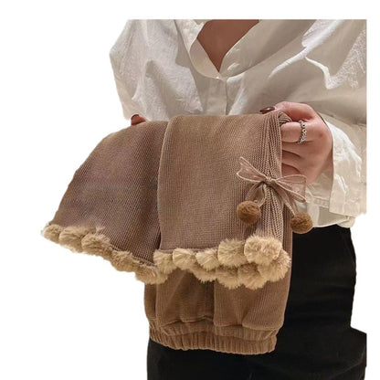 Pantalones de mujer para niños con encaje y pompón 