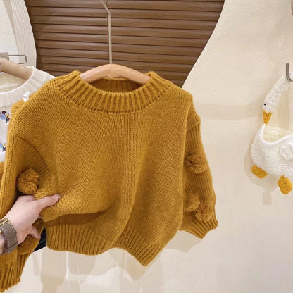 Girls' Knitted Pompom Blouse