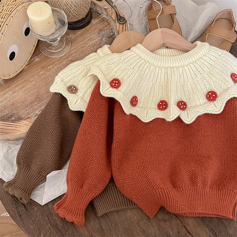 Girls' Knitted Collar Blouse
