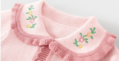 Mono floral de punto para bebé con gorro 
