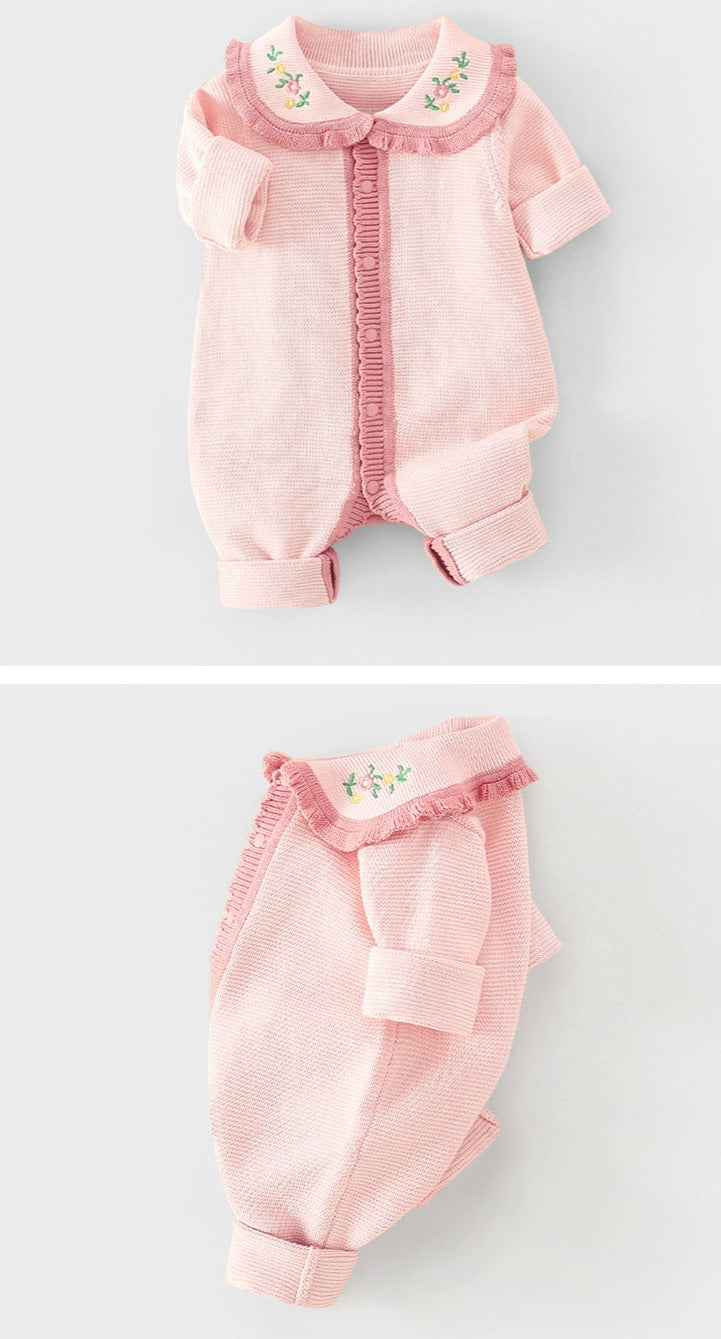 Mono floral de punto para bebé con gorro 