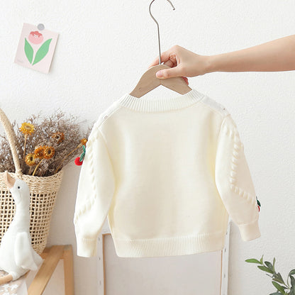 Girls' Cherry Button Cardigan