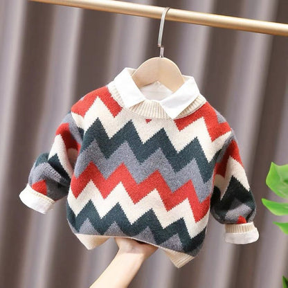 Blusa infantil geométrica de invierno 