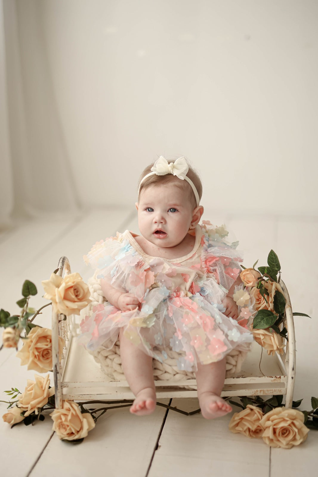 Body Infantil Flores Colores + Lazo 
