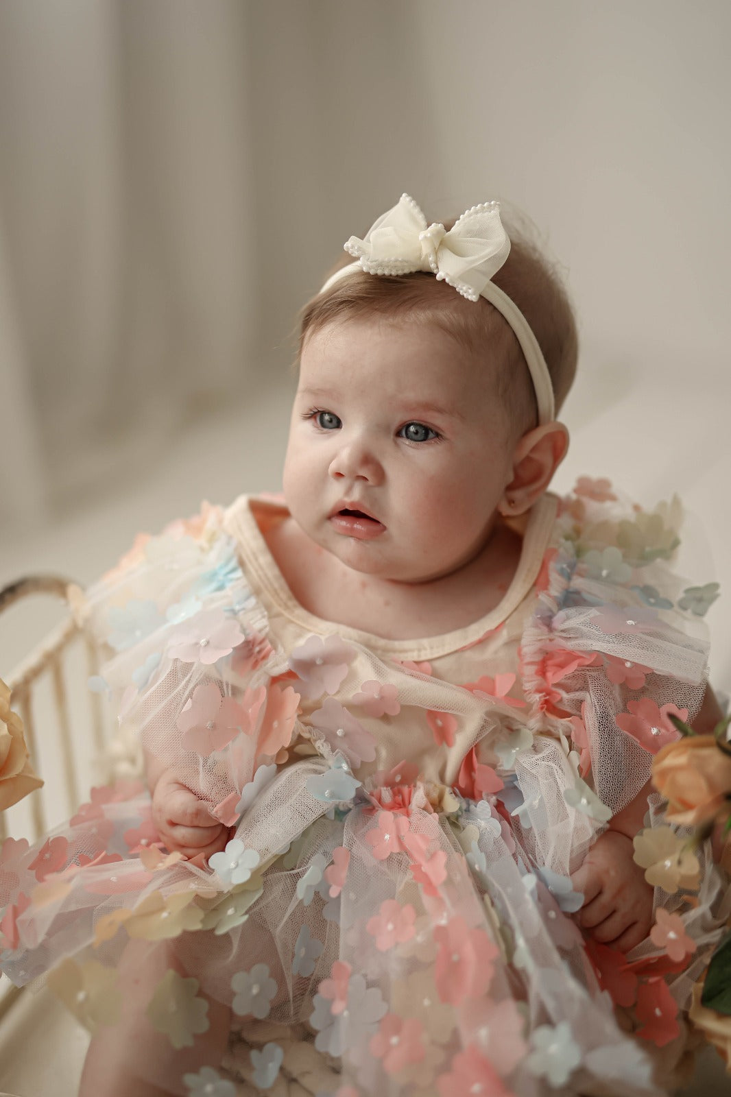 Body Infantil Flores Colores + Lazo 
