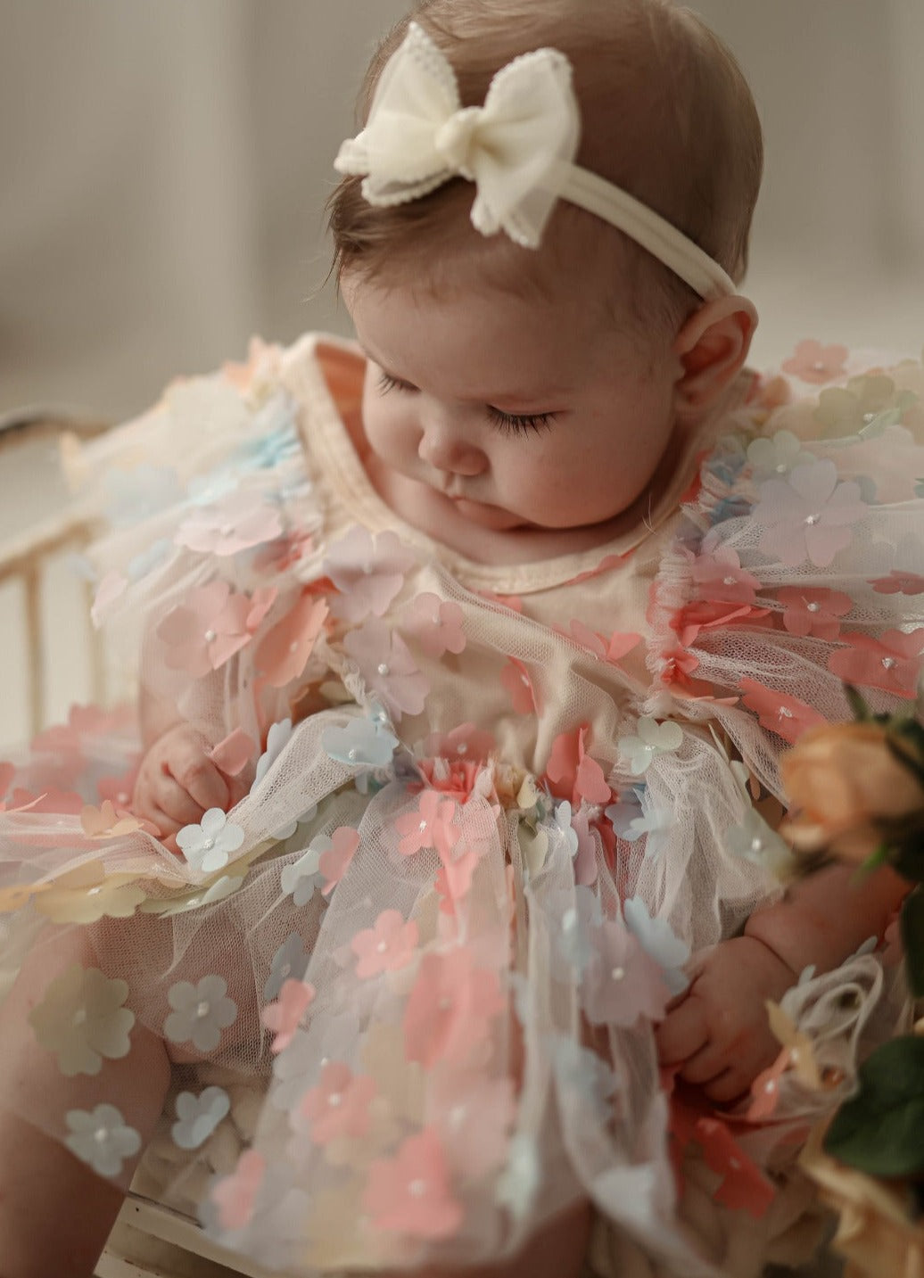 Body Infantil Flores Colores + Lazo 